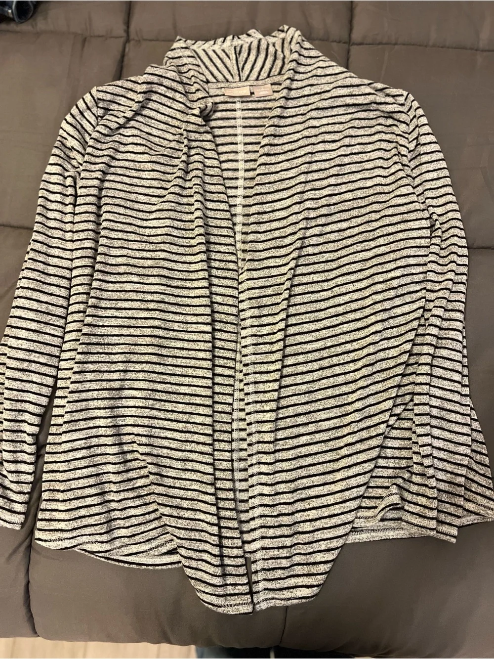 Chico's Zenergy Striped Open Front Cardigan‎ Draped Wrap Sweater Size 1 US 8/10